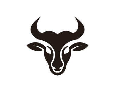 Boğa boynuzu hayvan siluet çiftlik simgesi. İllüstrasyon izole ve düz. Vektör grafiği