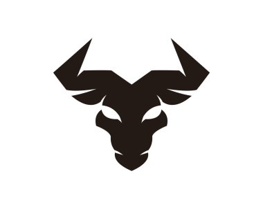 Boğa boynuzu hayvan siluet çiftlik simgesi. İllüstrasyon izole ve düz. Vektör grafiği