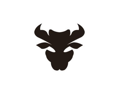 Boğa boynuzu hayvan siluet çiftlik simgesi. İllüstrasyon izole ve düz. Vektör grafiği