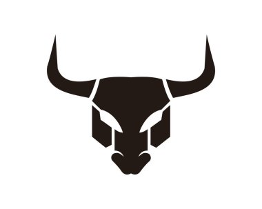 Boğa boynuzu hayvan siluet çiftlik simgesi. İllüstrasyon izole ve düz. Vektör grafiği