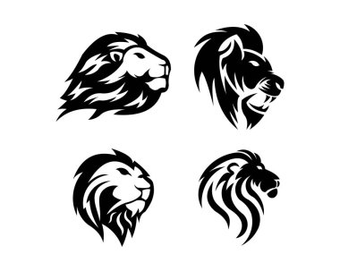 Aslan başı. Logo vektör şablonunun. Yaratıcı illüstrasyon.