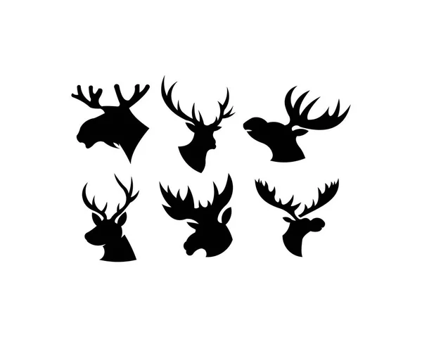 Silhouette Deer Head Antlers Isolated White Background — Stock Vector