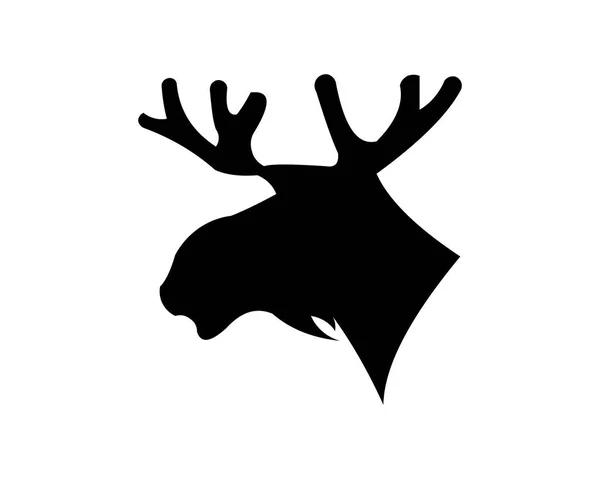 白い背景で隔離の枝角を持つ鹿の頭のシルエット — ストックベクタ