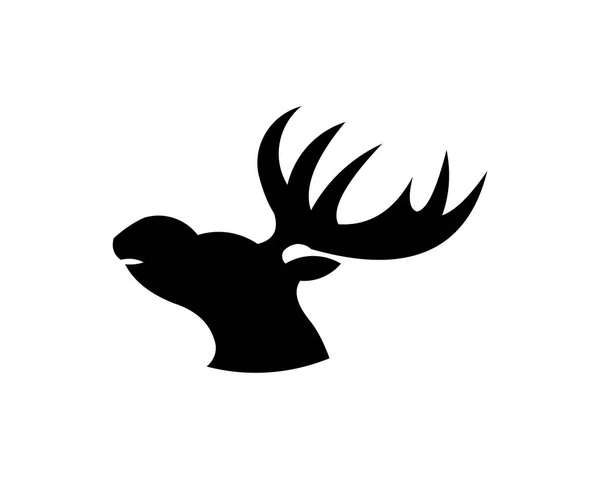 Silhouette Tête Cerf Avec Bois Isolé Sur Fond Blanc — Image vectorielle