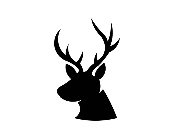 在白色背景下用鹿角隔开的鹿头剪影 — 图库矢量图片
