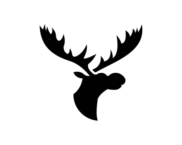 Silhouette Tête Cerf Avec Bois Isolé Sur Fond Blanc — Image vectorielle