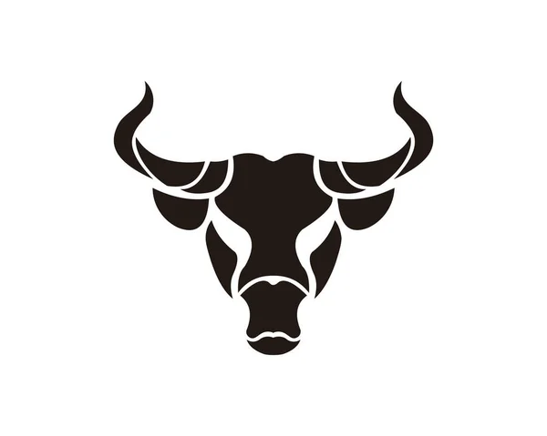 Cuerno Toro Animal Silueta Icono Granja Ilustración Aislada Plana Gráfico — Vector de stock