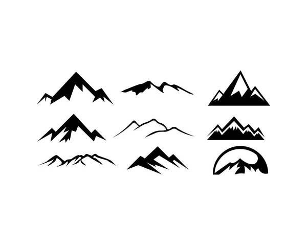 Dağ Manzarası Açık Yüksek Macera Siluet Logo Ayarlamak — Stok Vektör