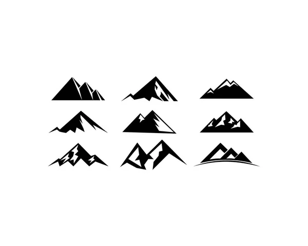 Гірський Пейзаж Відкритий Пік Пригод Силует Логотип Набір — стоковий вектор