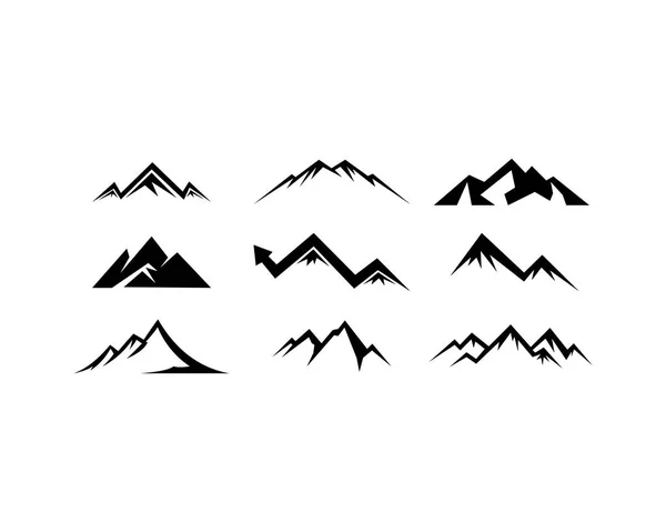 Montagne Paysage Extérieur Pic Aventure Silhouette Logo Ensemble — Image vectorielle