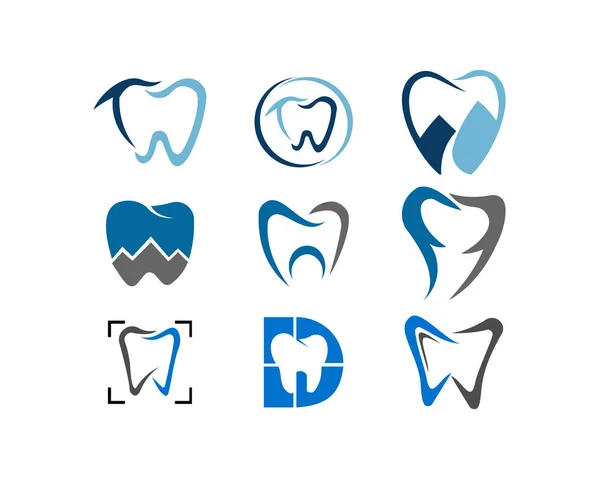 Σετ Logo Εικονογράφηση Οδοντιατρική Υγειονομικής Περίθαλψης — Διανυσματικό Αρχείο