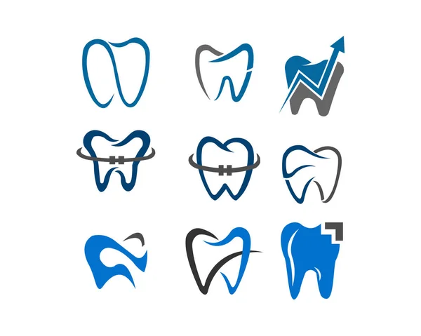 Dental Health Care Geneeskunde Illustratie Logo Set — Stockvector