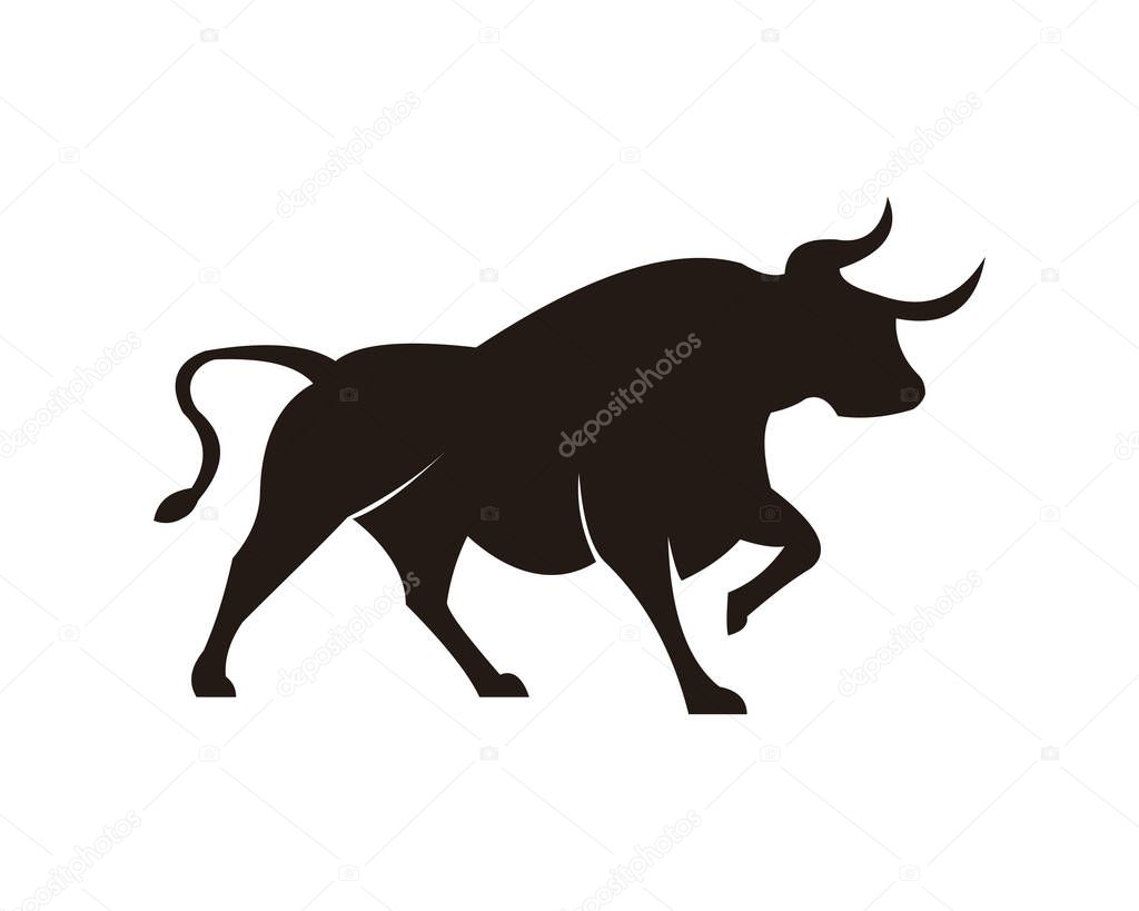 bull horn animal silhouette farm icon. Isolated and flat illustration. Vector graphic