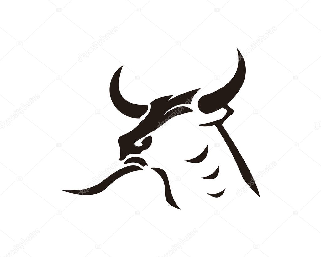 bull horn animal silhouette farm icon. Isolated and flat illustration. Vector graphic