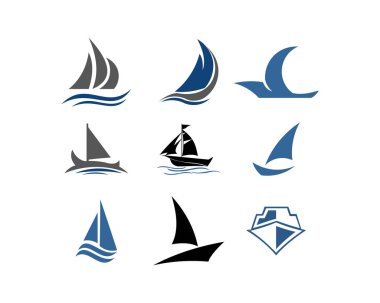 vektör logo yelken tekne gemi deniz