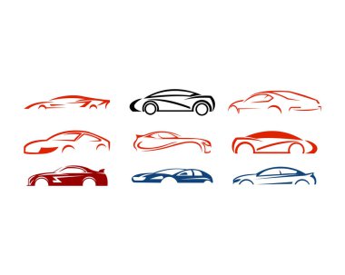 Vektör araba logosu set, set vektör Otomotiv logo, set araba logosu koleksiyonu, set araba logosu şablonu