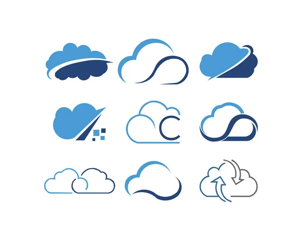 Cloud Shapes Design Vector Set Data Technology Icons Pack — Stock Vector