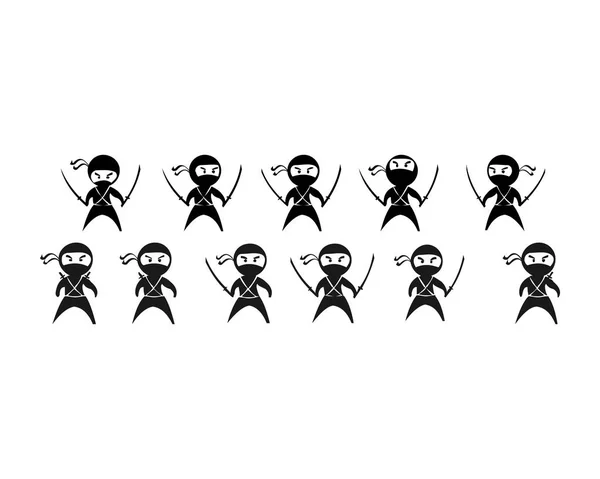 Ninja Guerrier Samouraï Personnage Personnage Dessin Animé Art Martial Arme — Image vectorielle