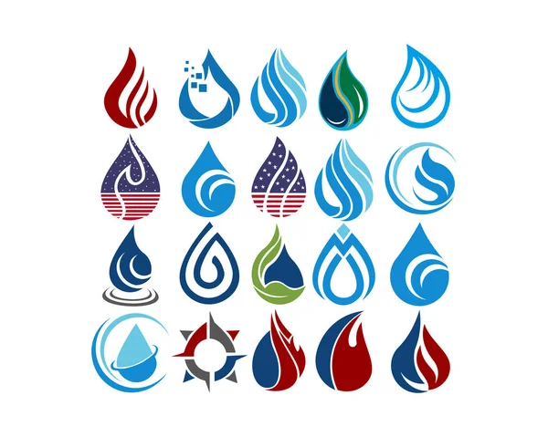 Voda Oheň Drop Logo — Stockový vektor