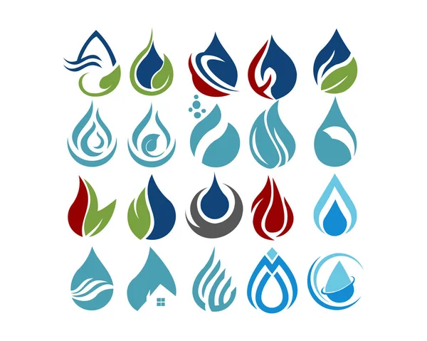 Wasser Feuer Tropfen Logo — Stockvektor