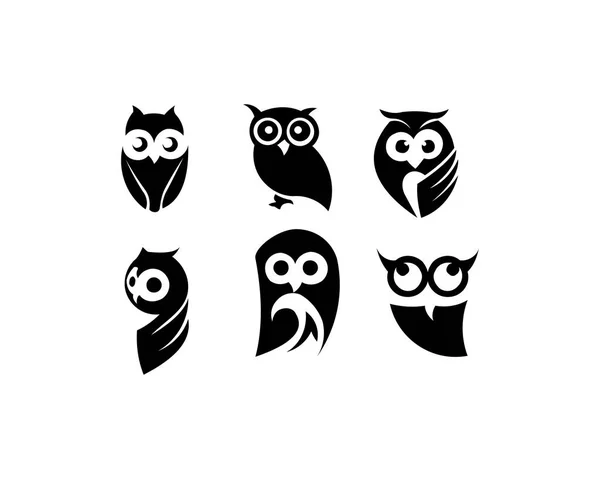 Búho Animal Ilustración Logo Conjunto — Vector de stock