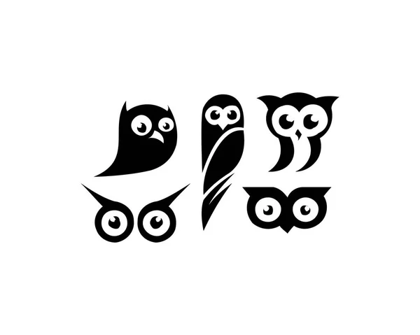 Búho Animal Ilustración Logo Conjunto — Vector de stock