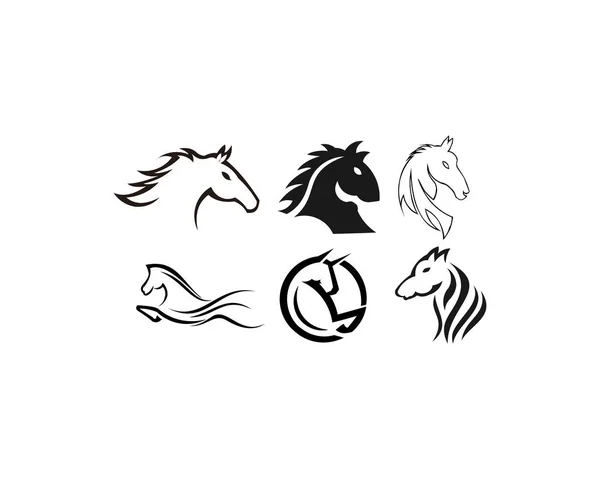 Conjunto Silhueta Animal Cavalo — Vetor de Stock