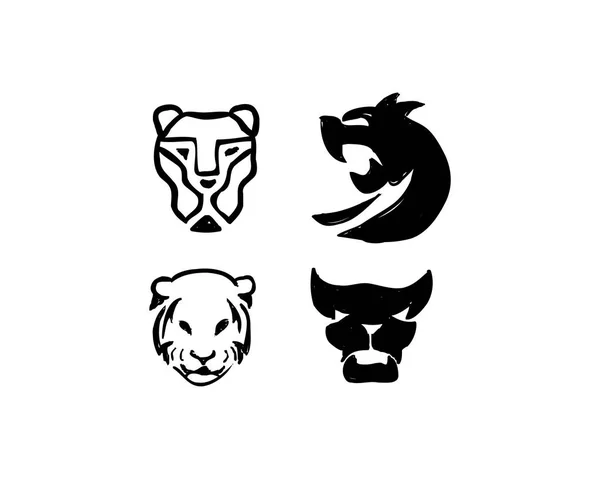 Tigre Animal Ilustração Logotipo Conjunto — Vetor de Stock