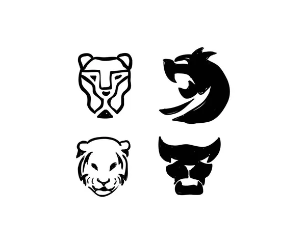 Tigre Animal Illustration Logo Ensemble — Image vectorielle