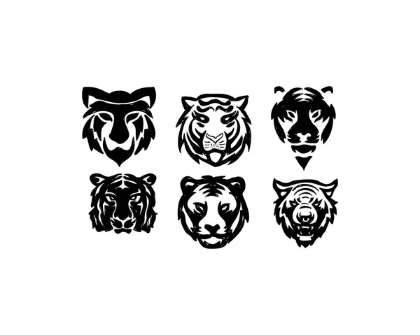 Tigre Animal Illustration Logo Ensemble — Image vectorielle