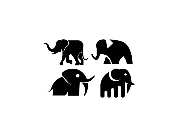 Elefante Animale Logo Silhouette Set — Vettoriale Stock