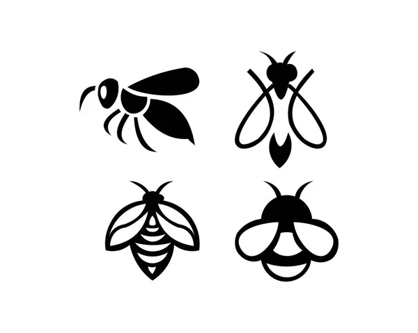 蜜蜂动物剪影设置徽标 — 图库矢量图片