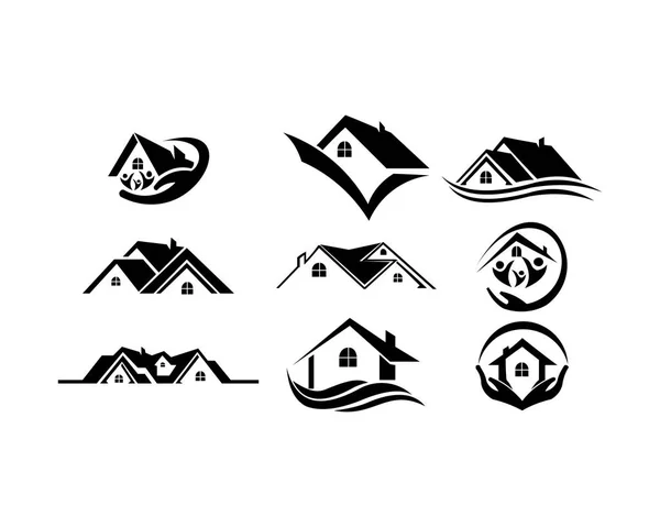 Maison Immobilier Immeuble Résidentiel Logo — Image vectorielle