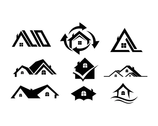 Casa Imobiliário Edifício Residencial Logotipo —  Vetores de Stock