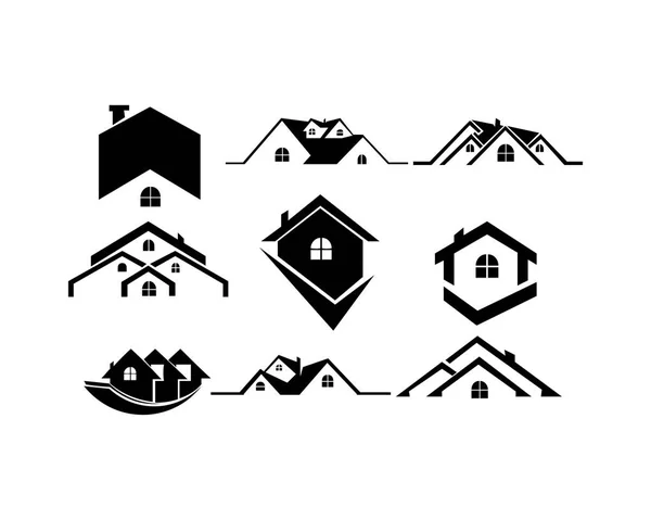 Maison Immobilier Immeuble Résidentiel Logo — Image vectorielle