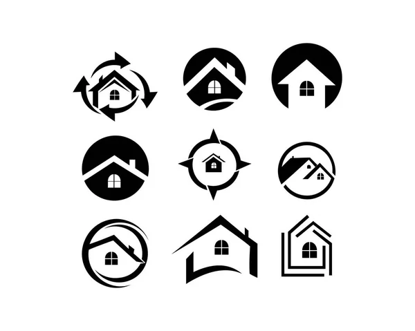Casa Imobiliário Edifício Residencial Logotipo —  Vetores de Stock