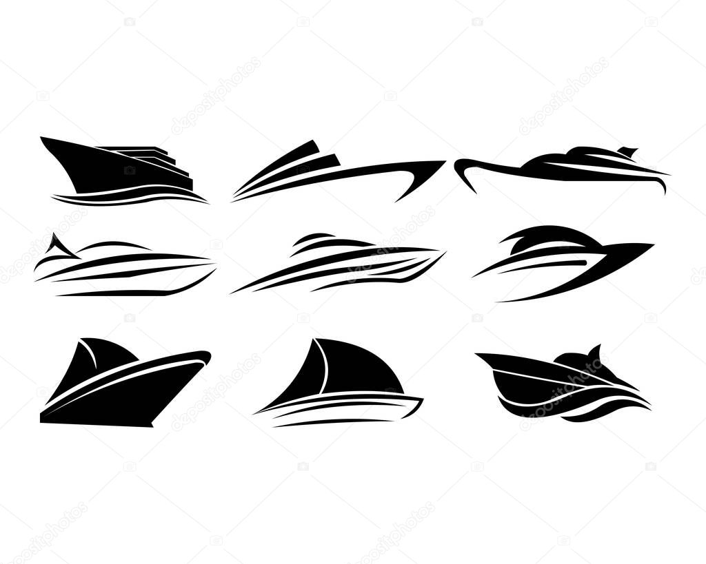 boat ship sea sailing vector logo