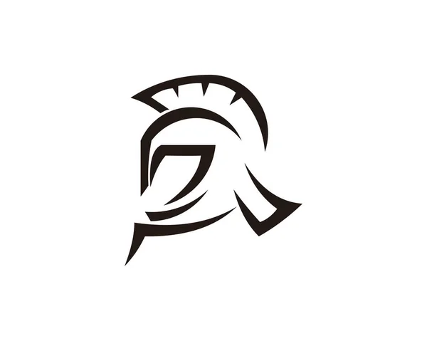 あなたのブランドアイデンティティのスパルタ戦士ヘルメット頭ロゴ ベクトル イラスト — ストックベクタ