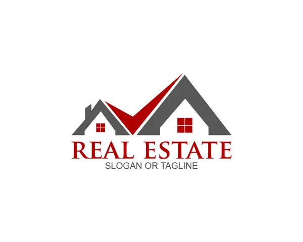 Home Casa Immobiliare Edificio Residenziale Proprietà Logo — Vettoriale Stock