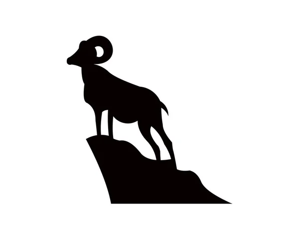 Silhouette Mountain Mammal Goat Animal — Stock Vector