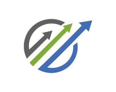 İş şirketi için soyut logo. Kurumsal kimlik tasarım öğesi. Büyüme logo fikir. Yukarı ok