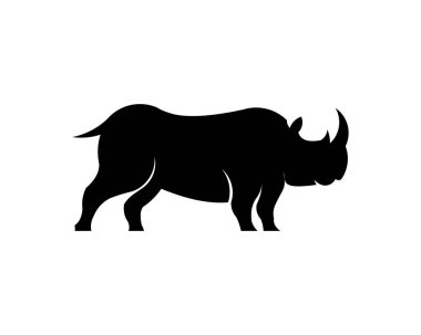 Gergedan siluet illüstrasyon izole vektör. Gergedan siluet. Hayvan Afrika.