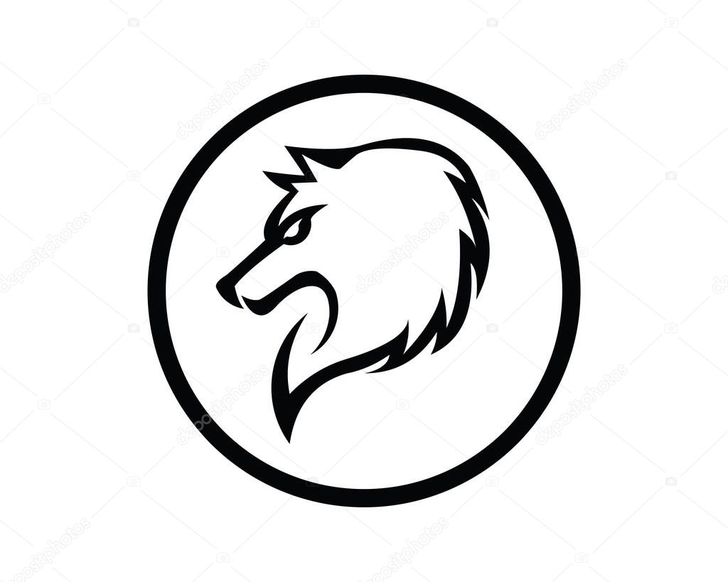 Silhouette of the wolf. Vector logo. wildlife. Wild wolf. Vector illustration.