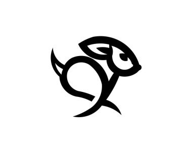 hayvan Tavşan bir satır sanat logo tasarımı. Basit siyah beyaz vektör çizimi