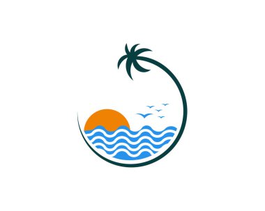 Doğal plaj Logo şablonu tasarlamak vektör, amblem, tasarım konsepti, yaratıcı sembol simge