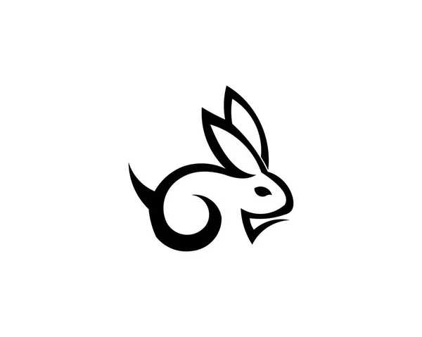 animal Rabbit one line art logo design. Simple black and white vector illustration