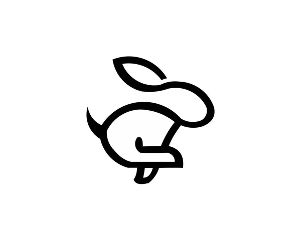 Dierlijke Konijn Één Lijn Art Logo Ontwerp Eenvoudige Zwart Wit — Stockvector