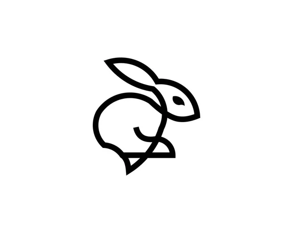 animal Rabbit one line art logo design. Simple black and white vector illustration