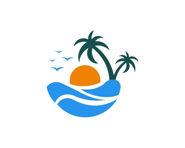 Plantilla Logotipo Playa Natural Vector Diseño Emblema Concepto Diseño Símbolo — Archivo Imágenes Vectoriales