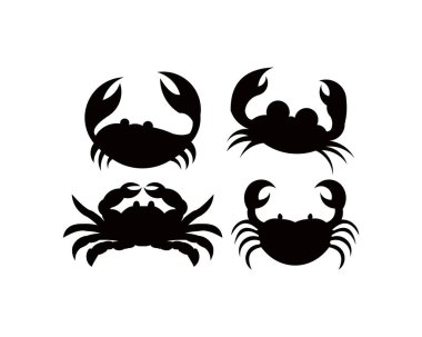 Yengeç siluet. Deniz ürünleri Dükkanı logo şablonu zanaat için gıda ambalaj veya restoran Tasarım marka. Vektör çizim